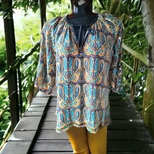 Tolani Abstract 100% Silk Blouse